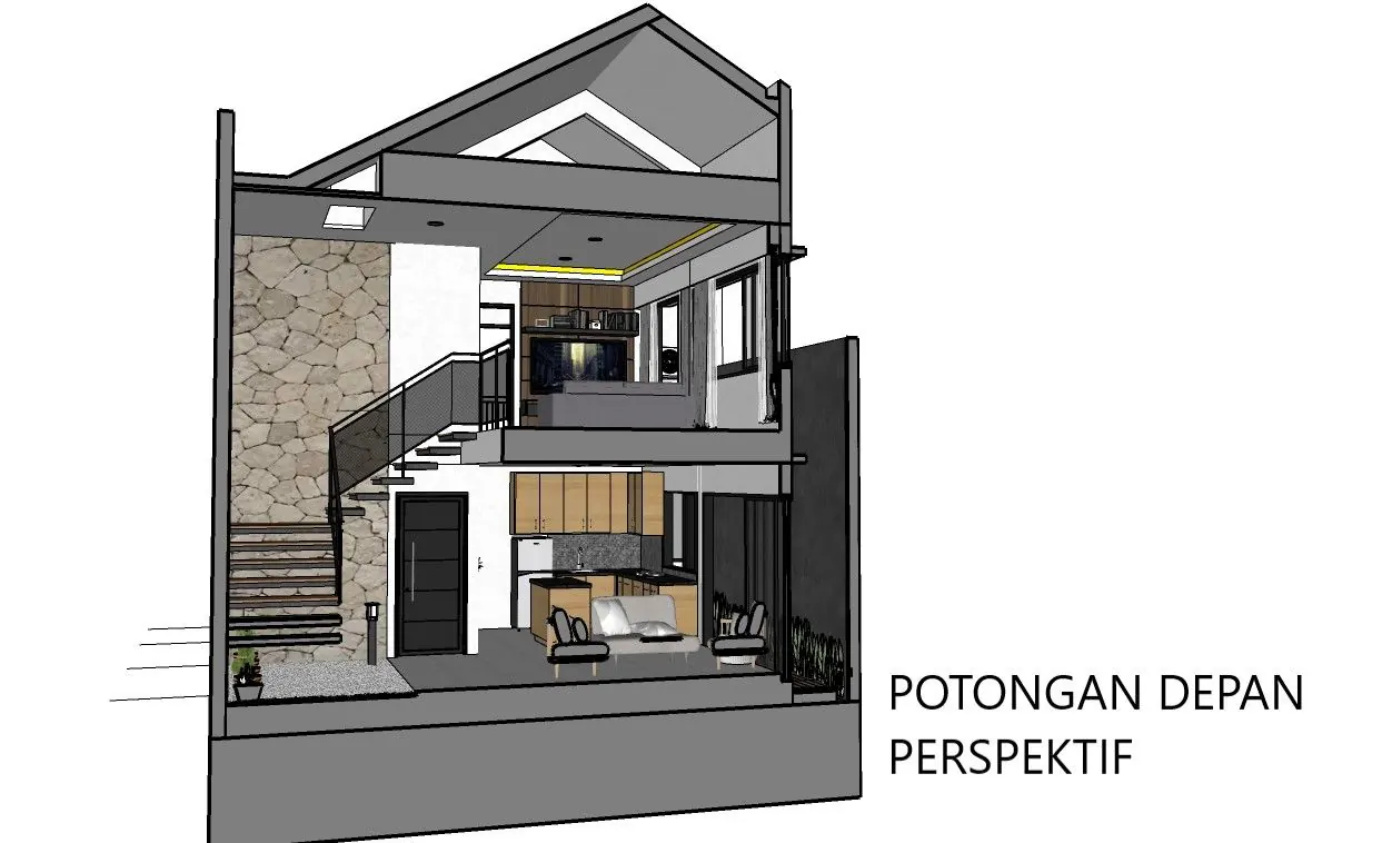 Section perspective — front cut